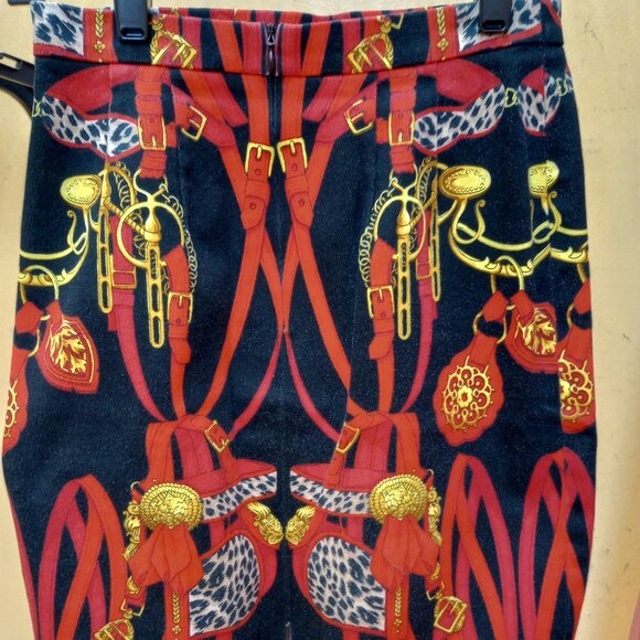 Laurel by Escada Women's Euro 32 Equestrian Skirt ~ VTG Black Red  Bold Pencil - Picture 1 of 5
